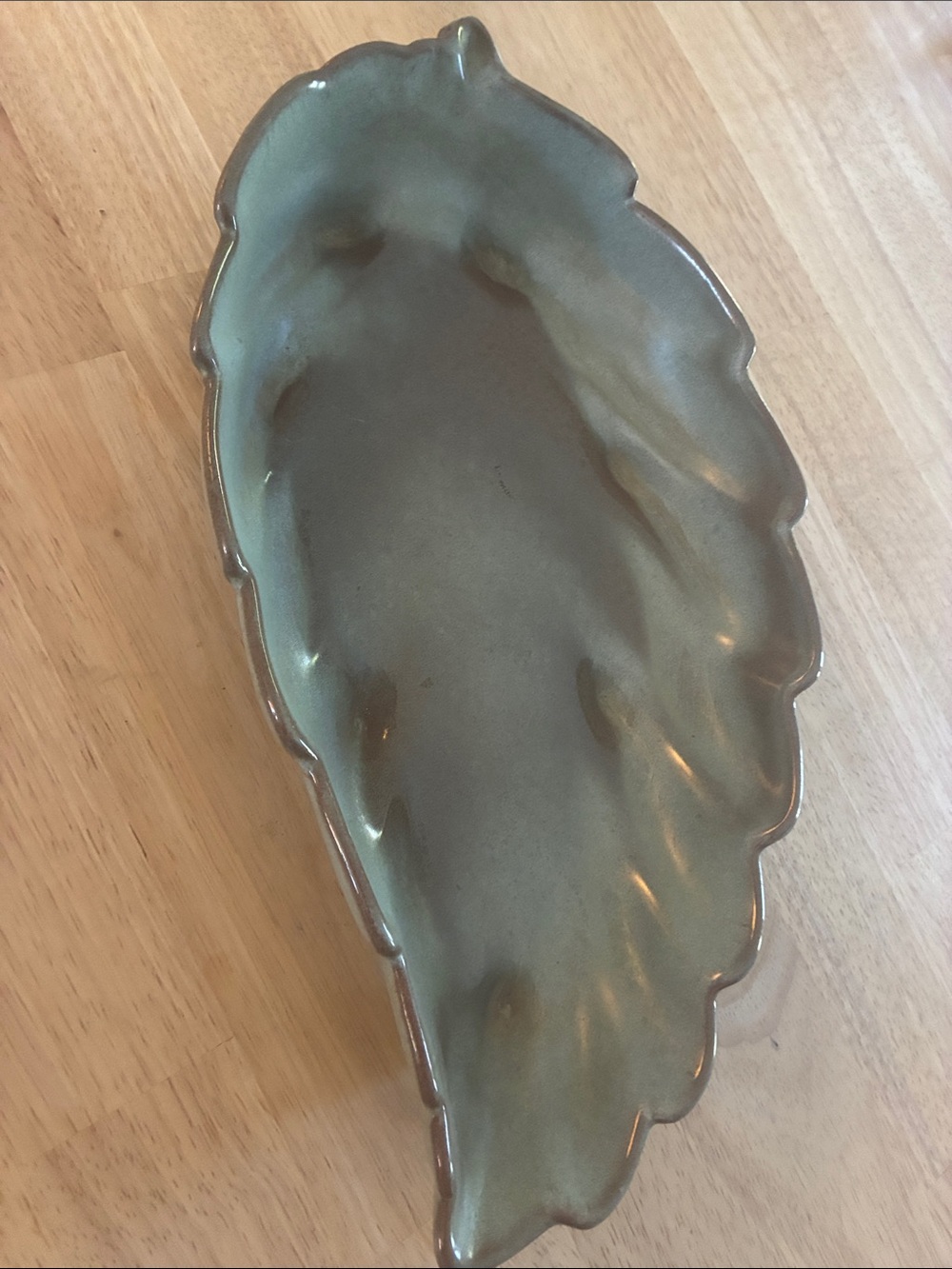 Frankoma footed Leaf Dish #226vintage 1970’s- Green